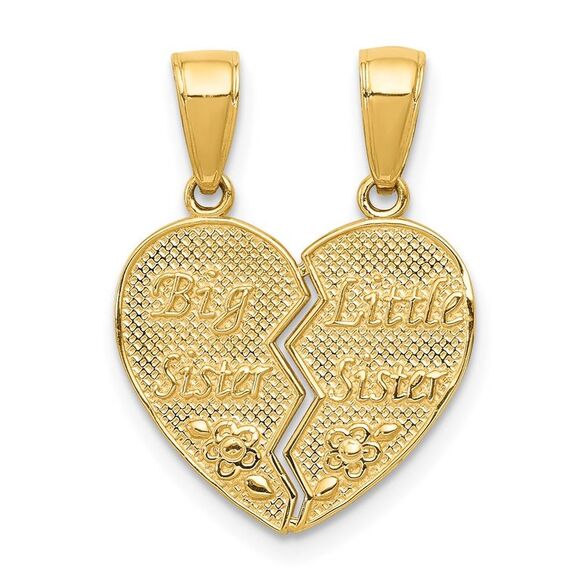 14k Yellow Gold Big Sister, Little Sister Set of 2...